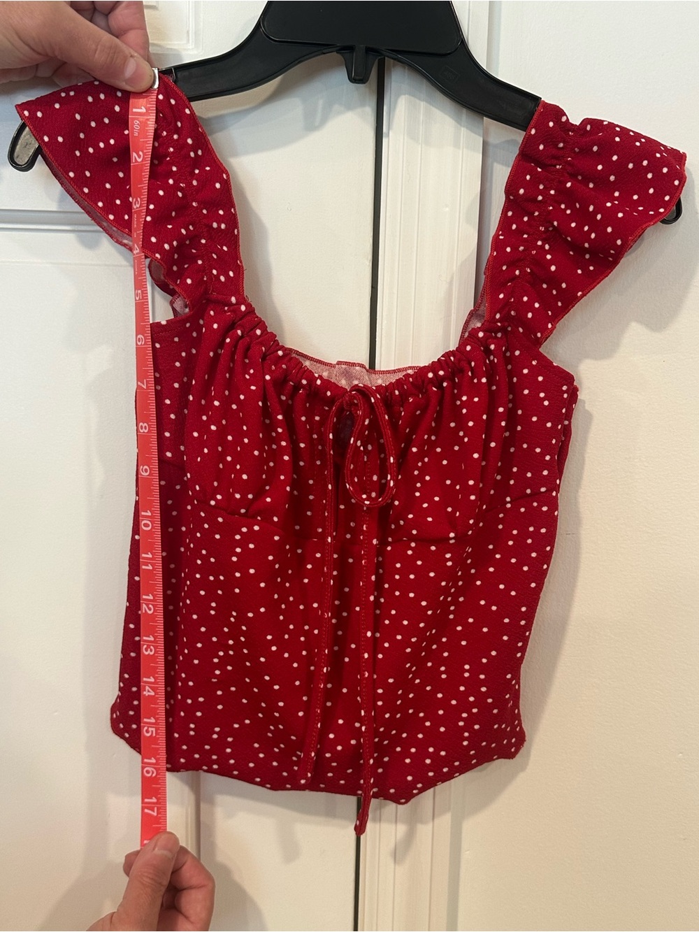 Red Polka Dot Ruffle Strap Top
